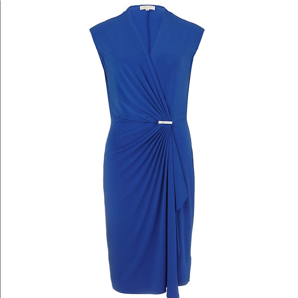 Michael Kors cap sleeve wrap blue Dress